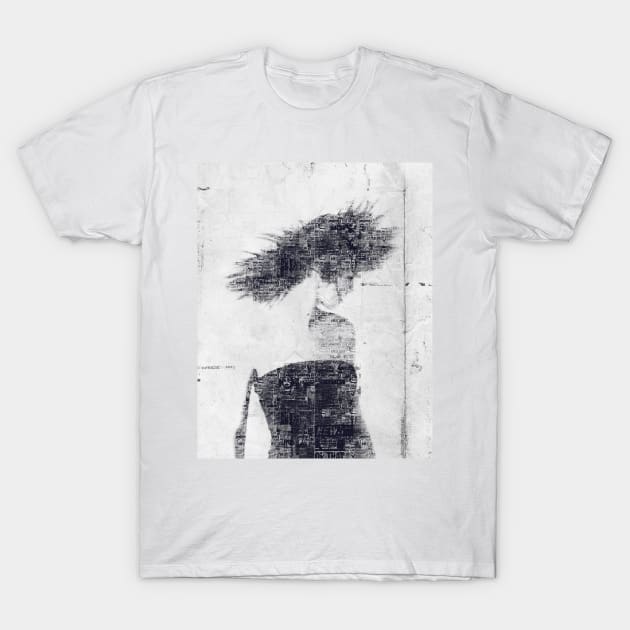 Women - vintage newspaper style T-Shirt by NJORDUR